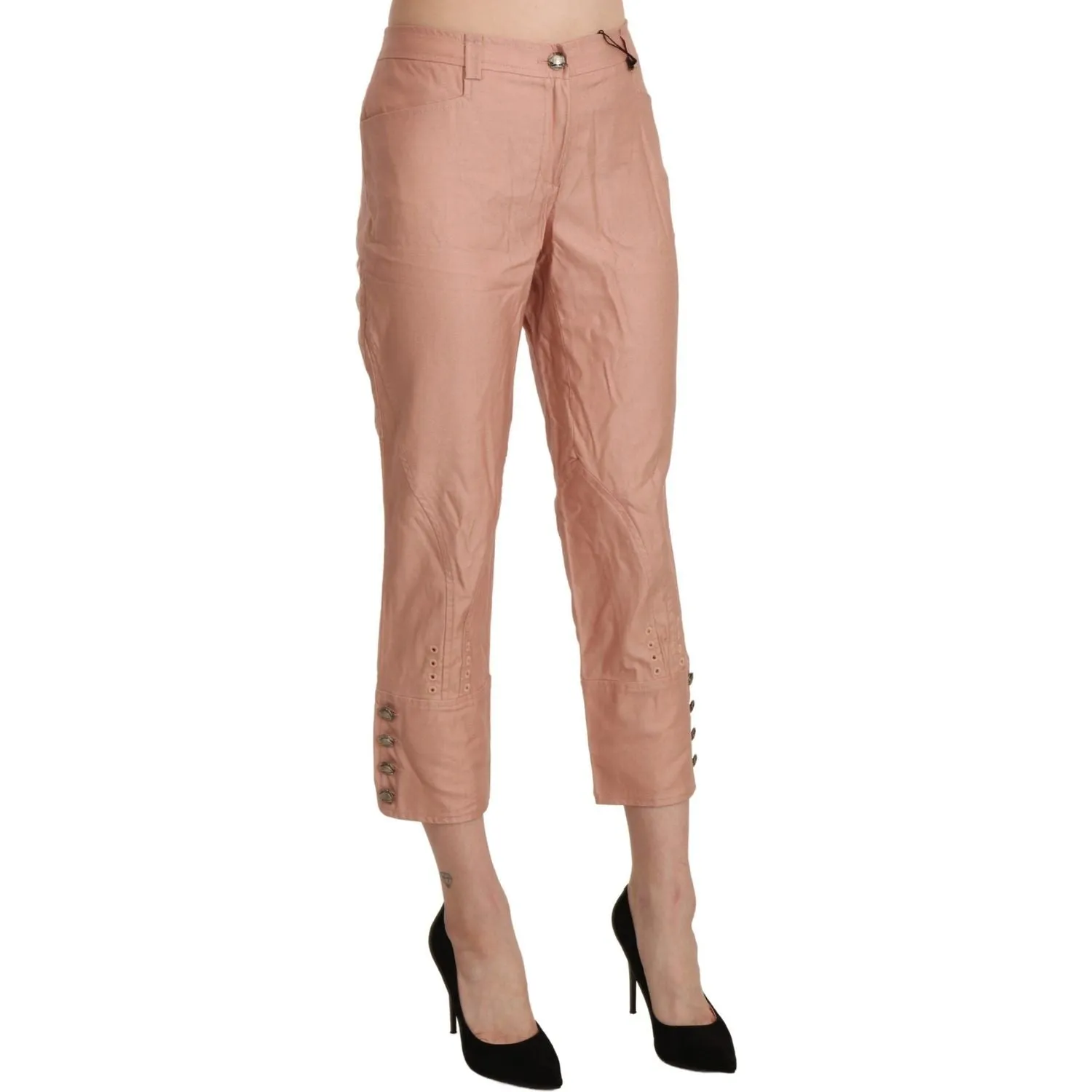 Ermanno Scervino Chic High Waist Cropped Cotton Trousers