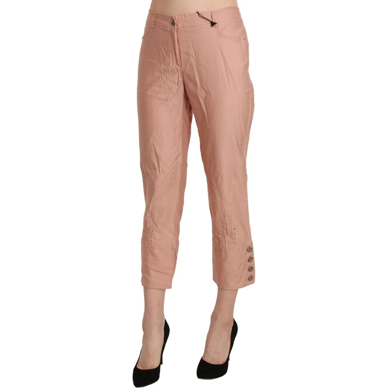 Ermanno Scervino Chic High Waist Cropped Cotton Trousers