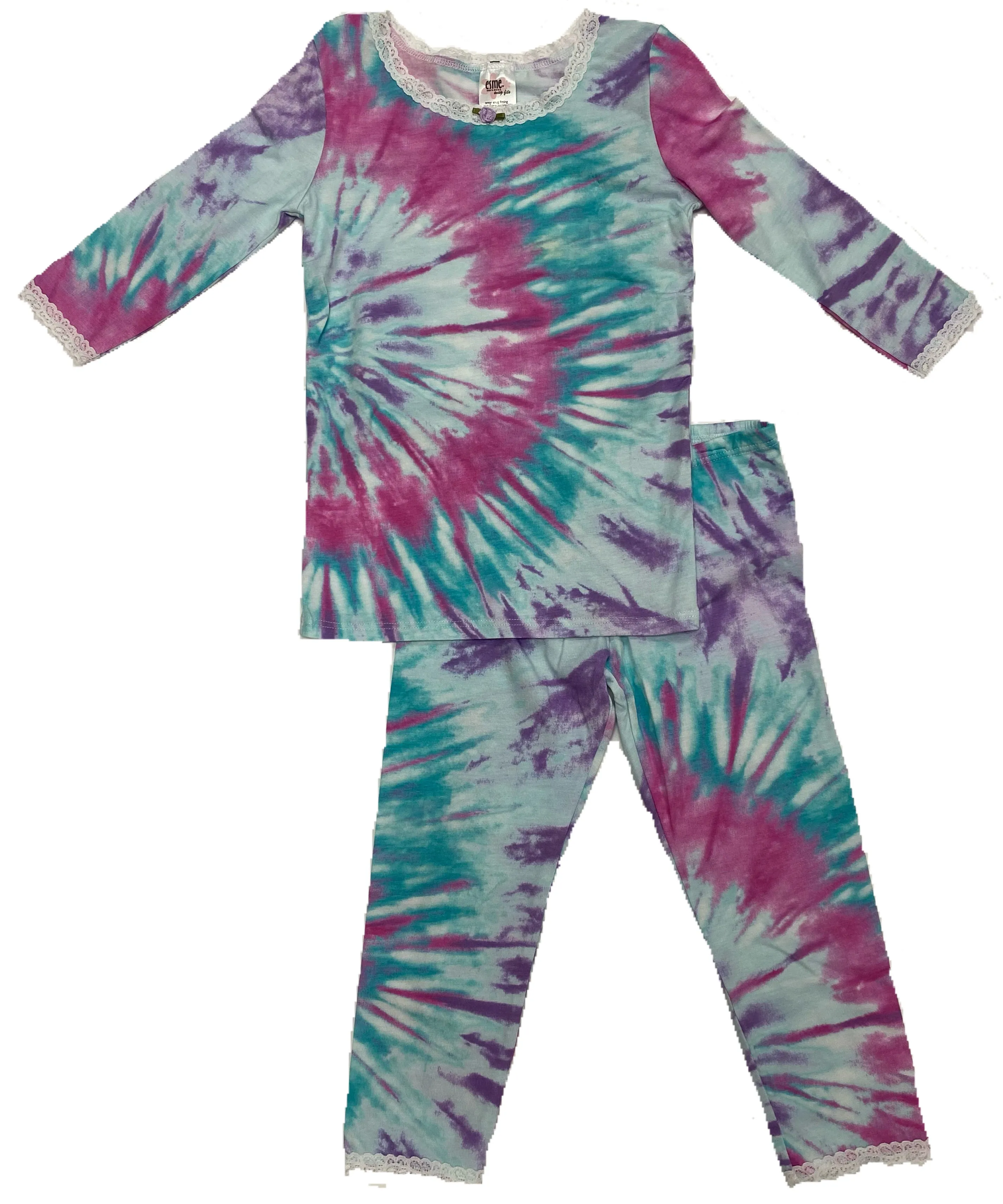 Esme Bright Tie Dye 3/4 Sleeve Top & Legging Set