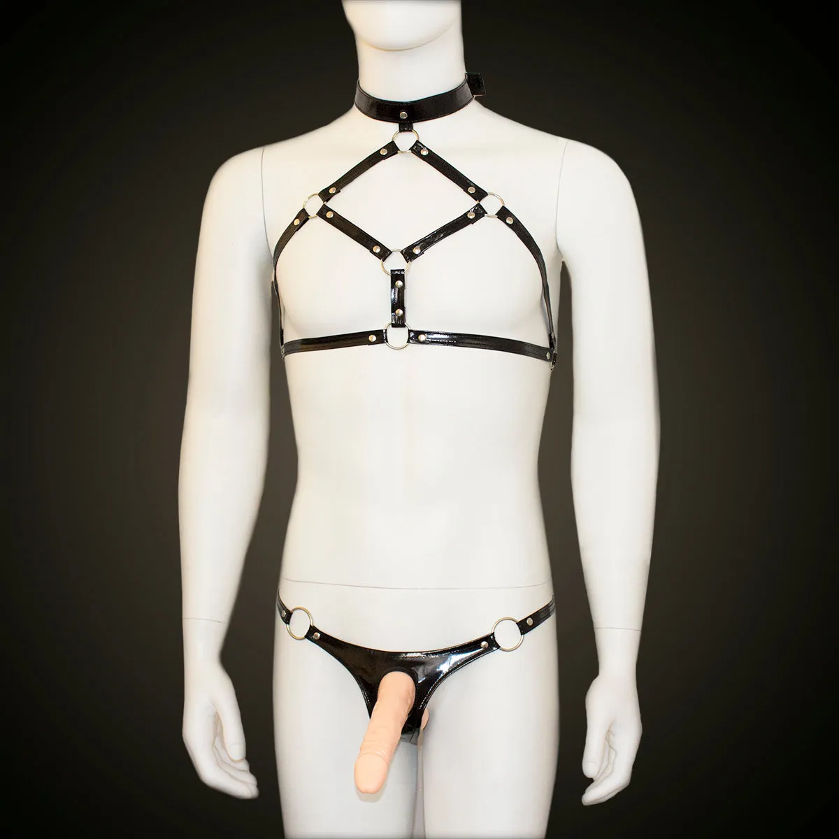 Faux Leather Male Lingerie