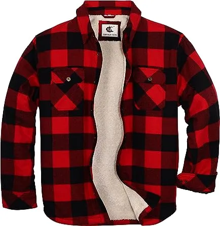 FLANNEL QUILTED SHERPA LINED JACKET (RED/BLACK #3)