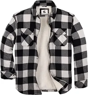 FLANNEL QUILTED SHERPA LINED JACKET (WHITE/BLACK #5)