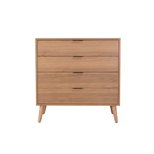 Fletcher Mid-Century Modern Tallboy Chest with Geometric Design and Wood Grain Finish