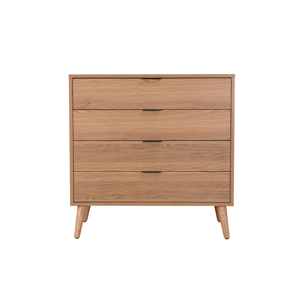 Fletcher Mid-Century Modern Tallboy Chest with Geometric Design and Wood Grain Finish