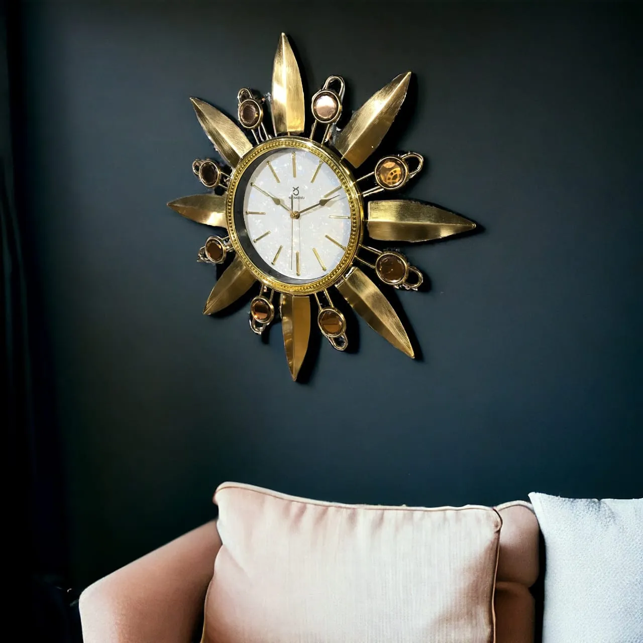 Flower Design Metal Wall Clock-65