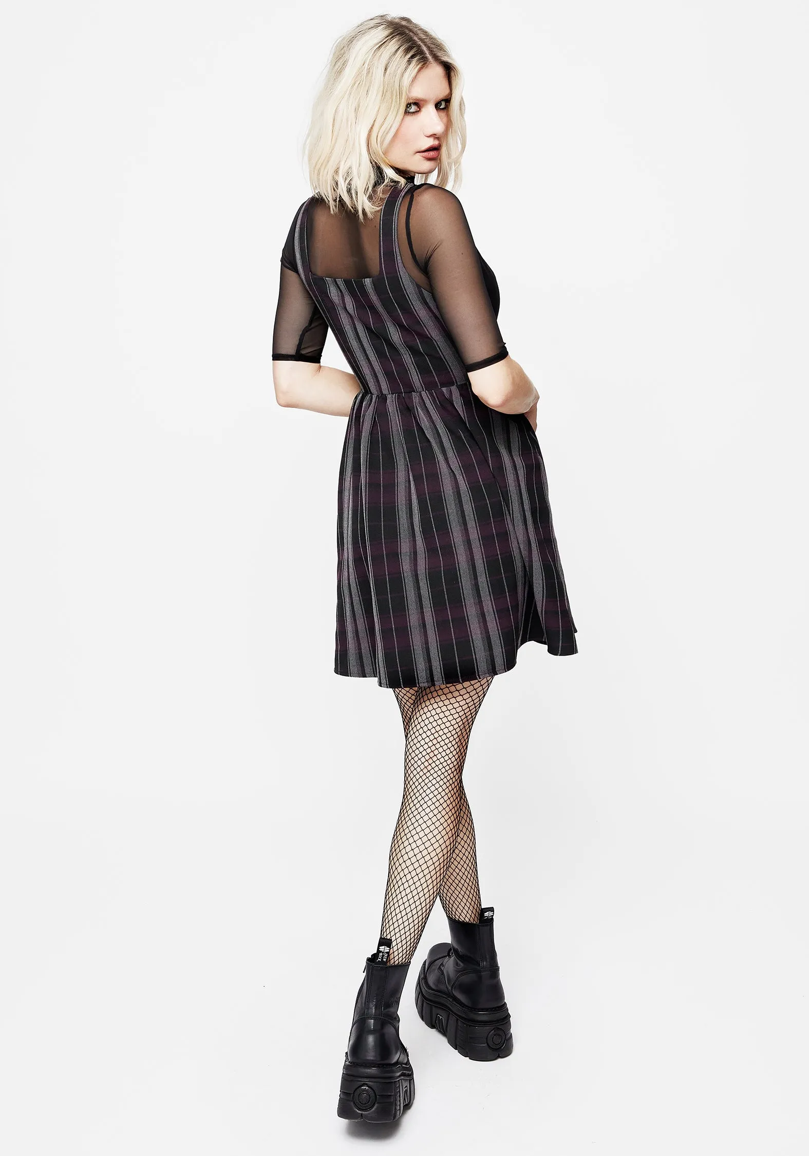 Gambit Check Wrap Suspender Mini Dress