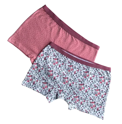 Girls cotton printed hot short Underwear - Pack of 2