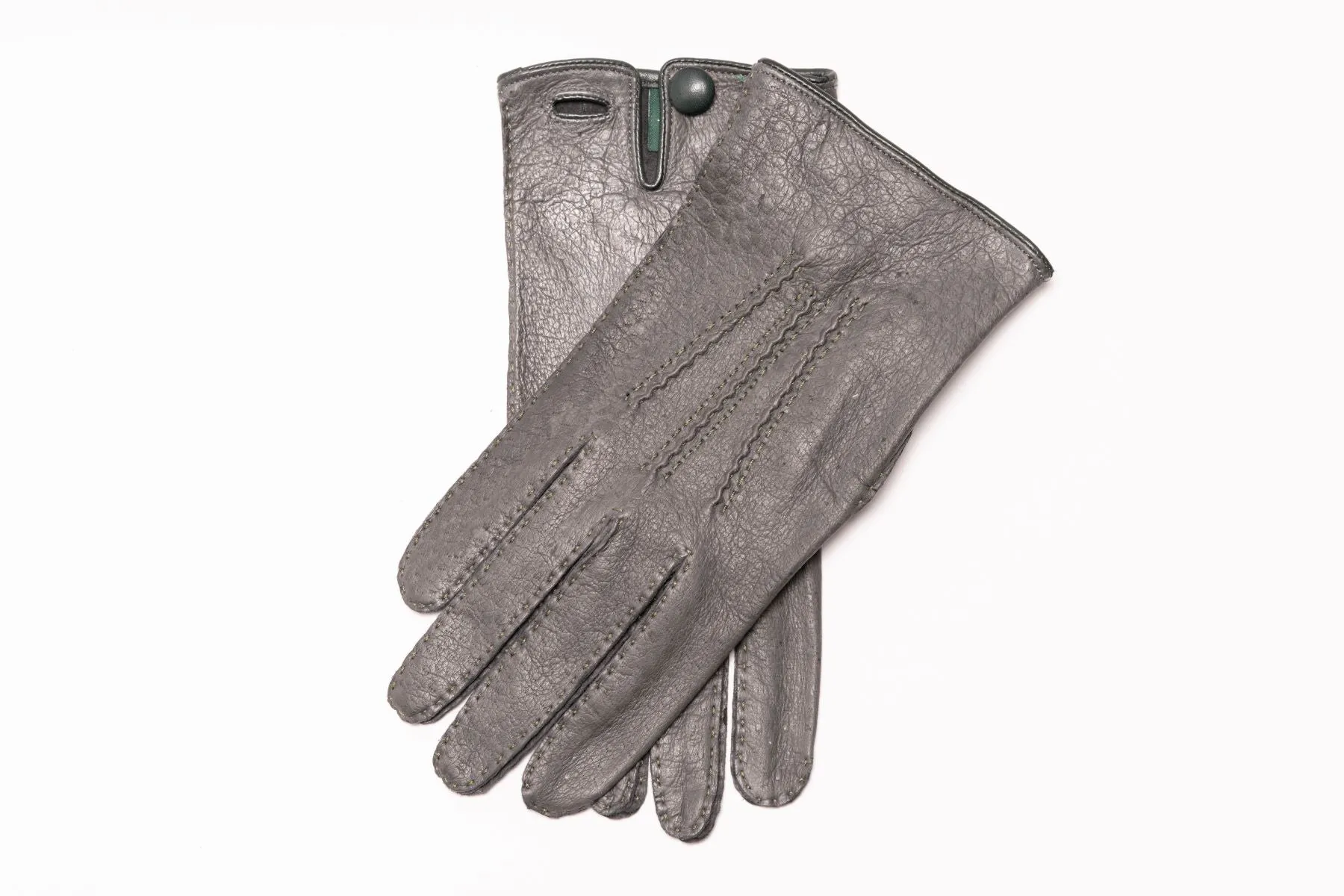 Gray Unlined Peccary Gloves