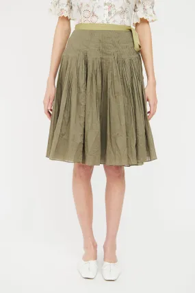 Green Pleated Wrap Skirt