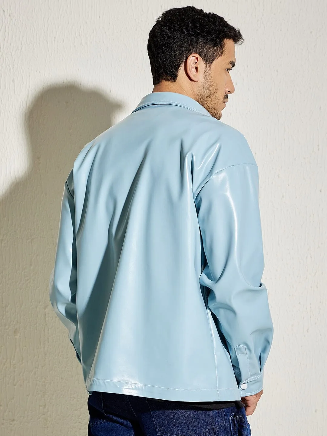 Ice Blue Pu Overshirt