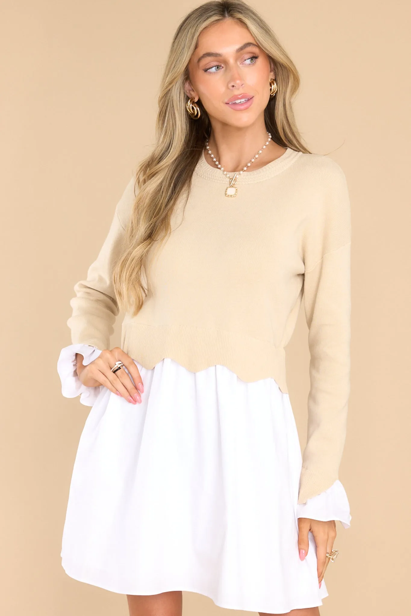 Iconic Reputation Beige Sweater Dress