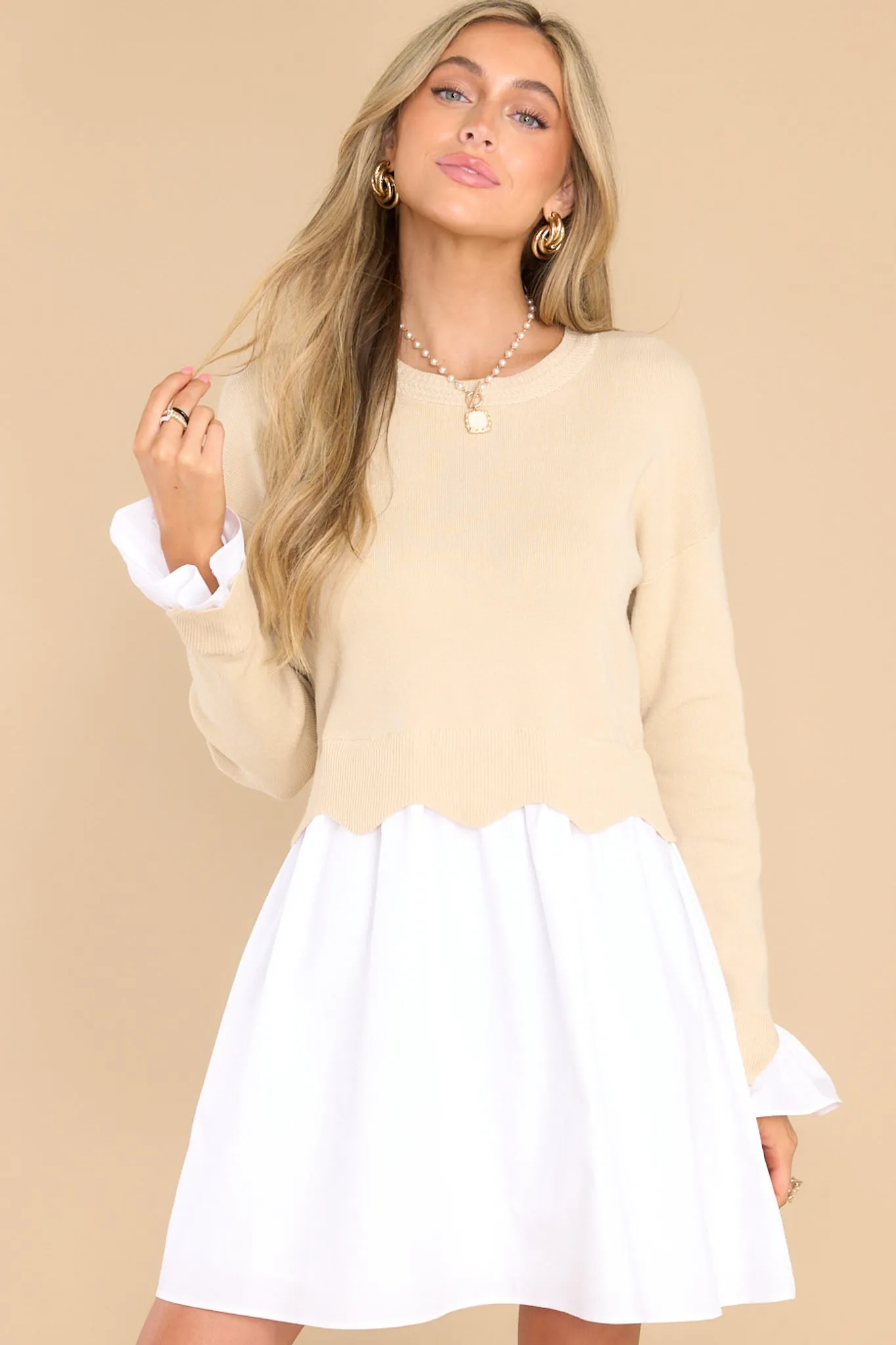 Iconic Reputation Beige Sweater Dress