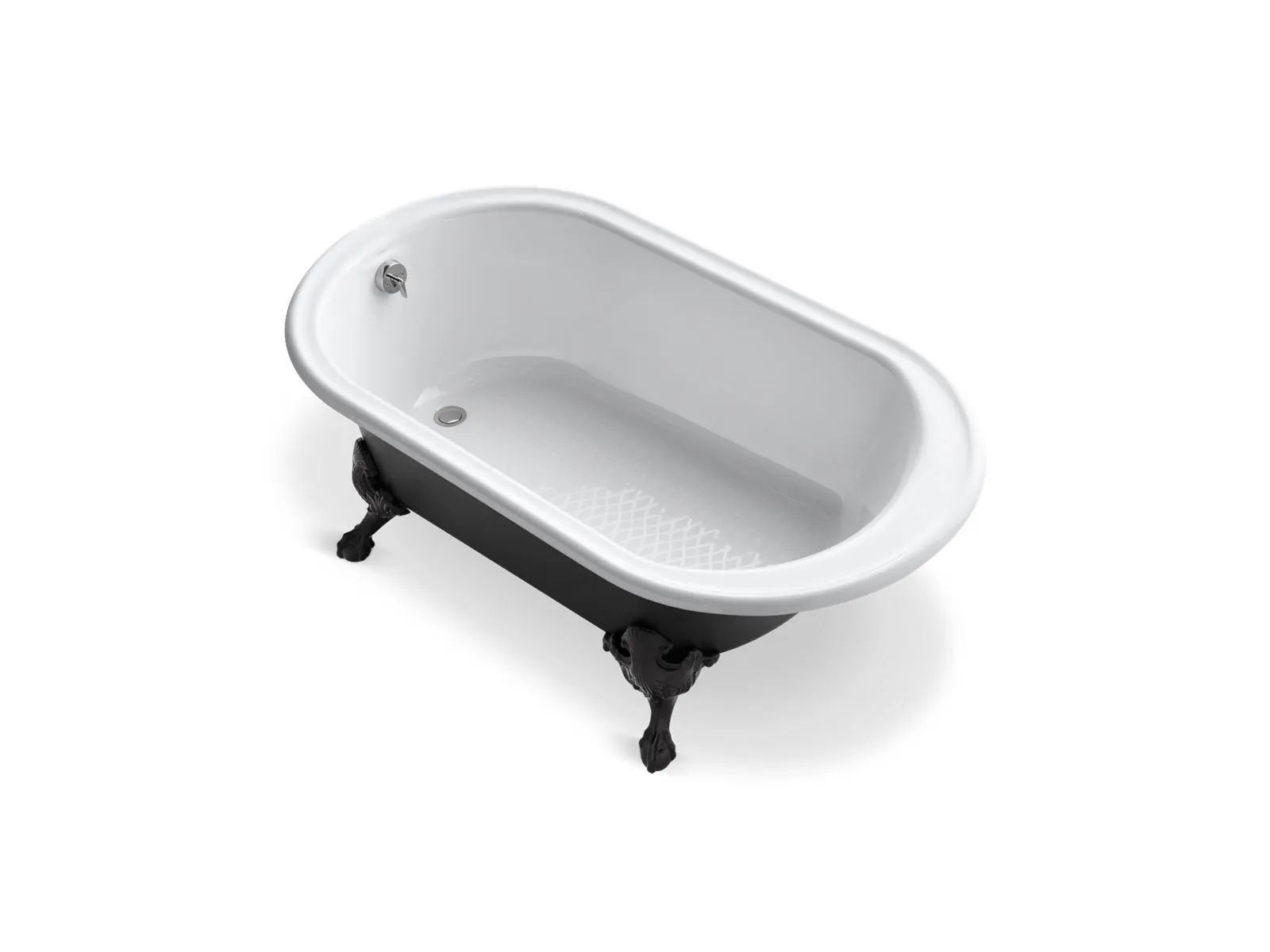 Iron Works Historic 66" Enameled Cast Iron Freestanding Bathtub in White and Black