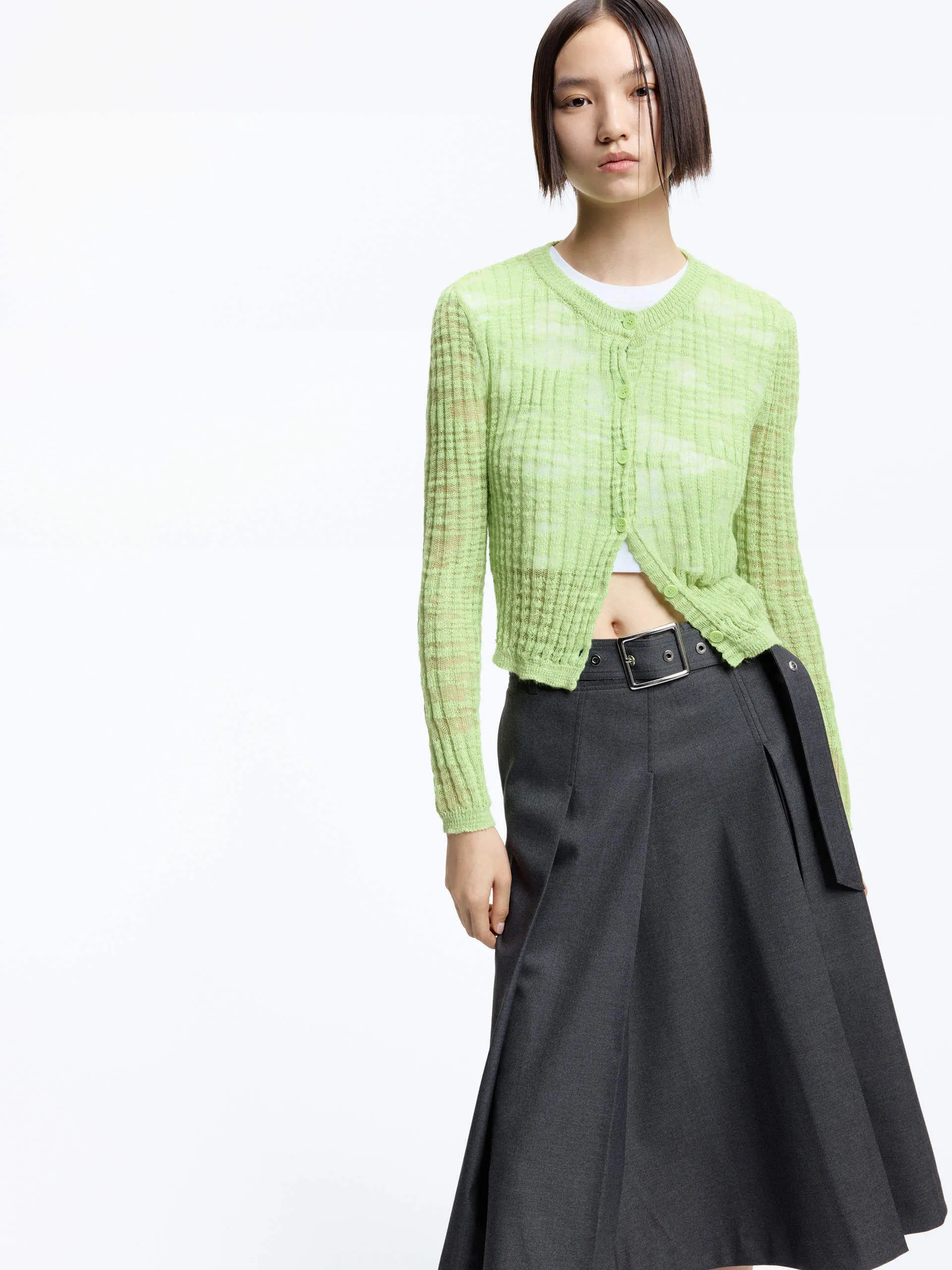 Irregular Pleated Midi Skirt