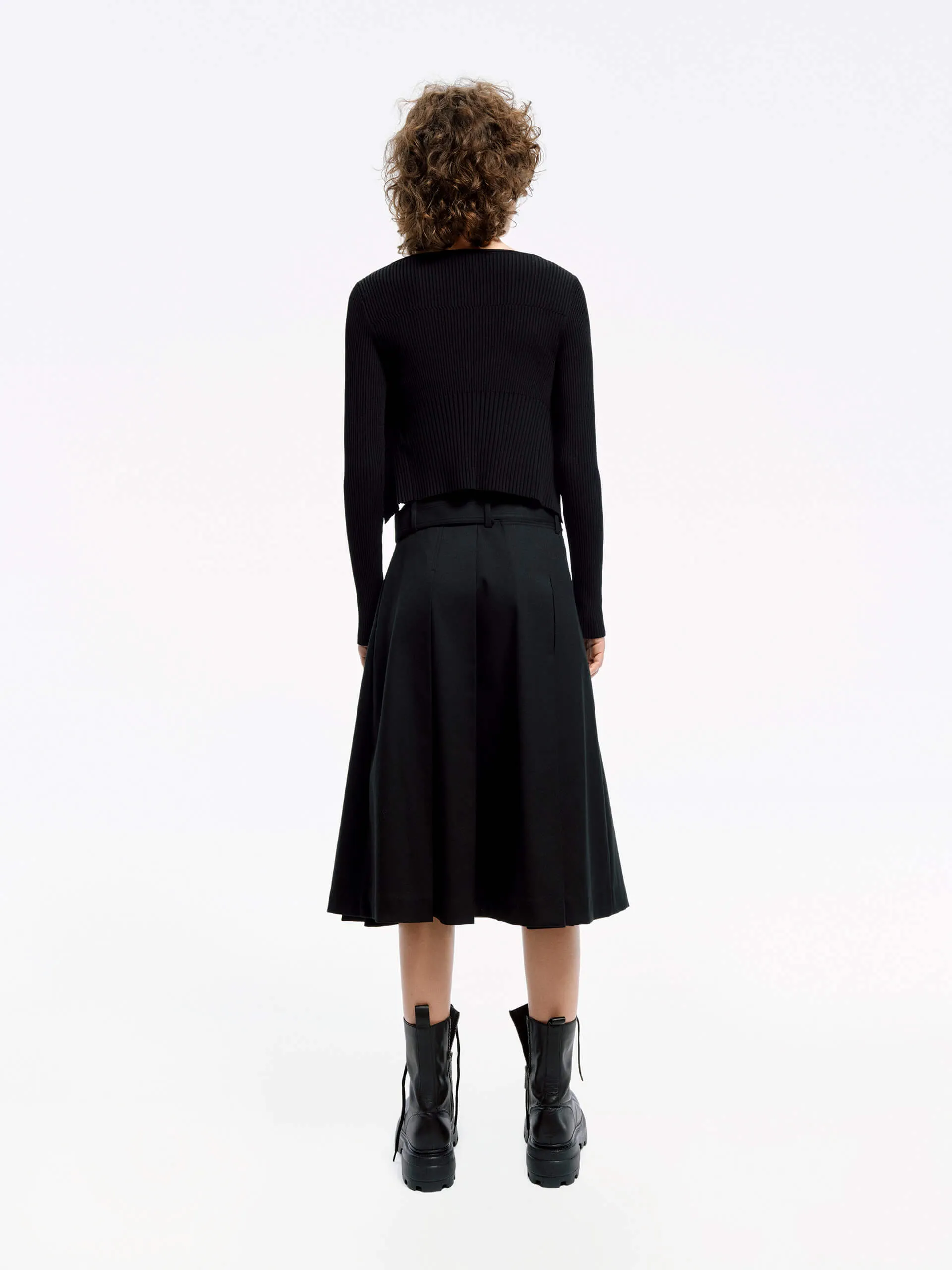 Irregular Pleated Midi Skirt