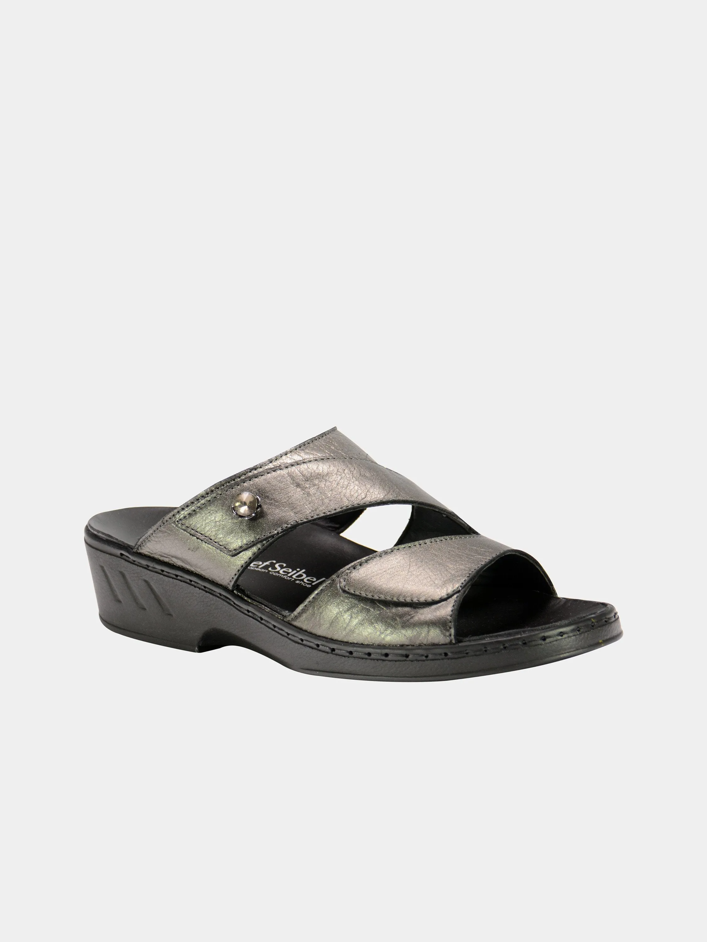 Josef Seibel Women Double Strap Slider Leather Sandals