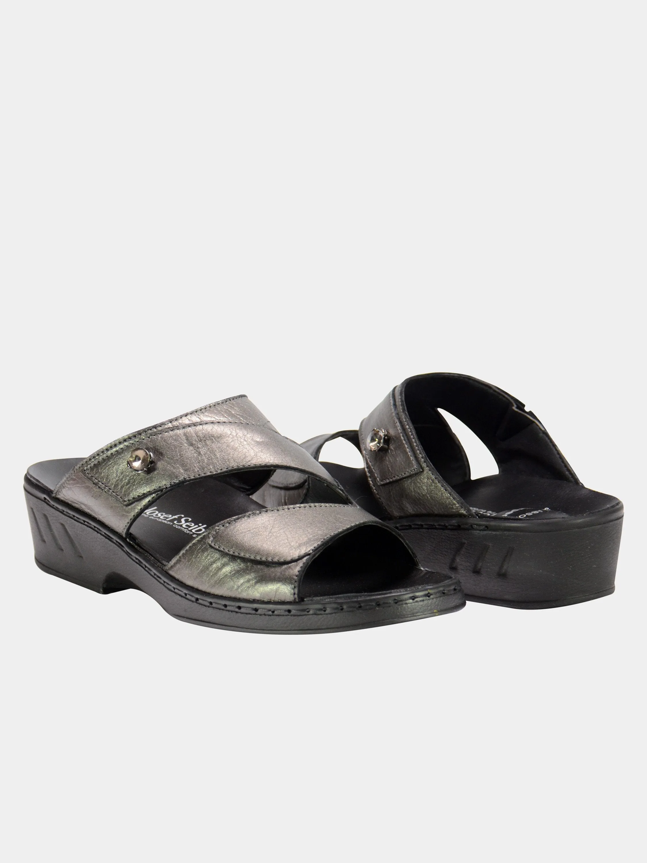 Josef Seibel Women Double Strap Slider Leather Sandals