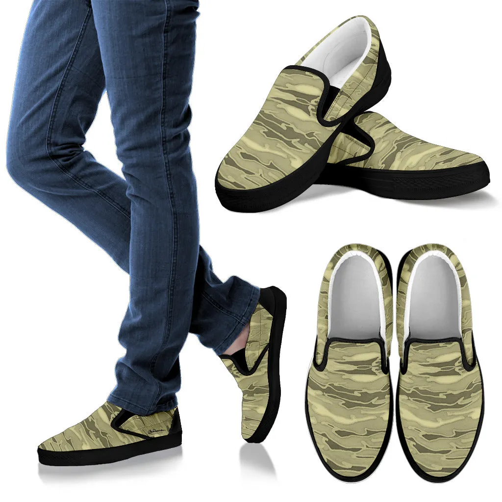 Khaki Lava Camouflage  Slip On Sneakers