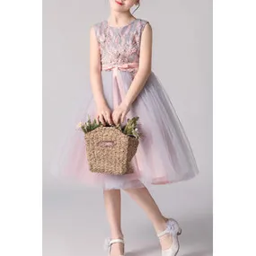 Kids Girls Princess Skirt Bow Decorated Sleeveless Dress - KGD77360