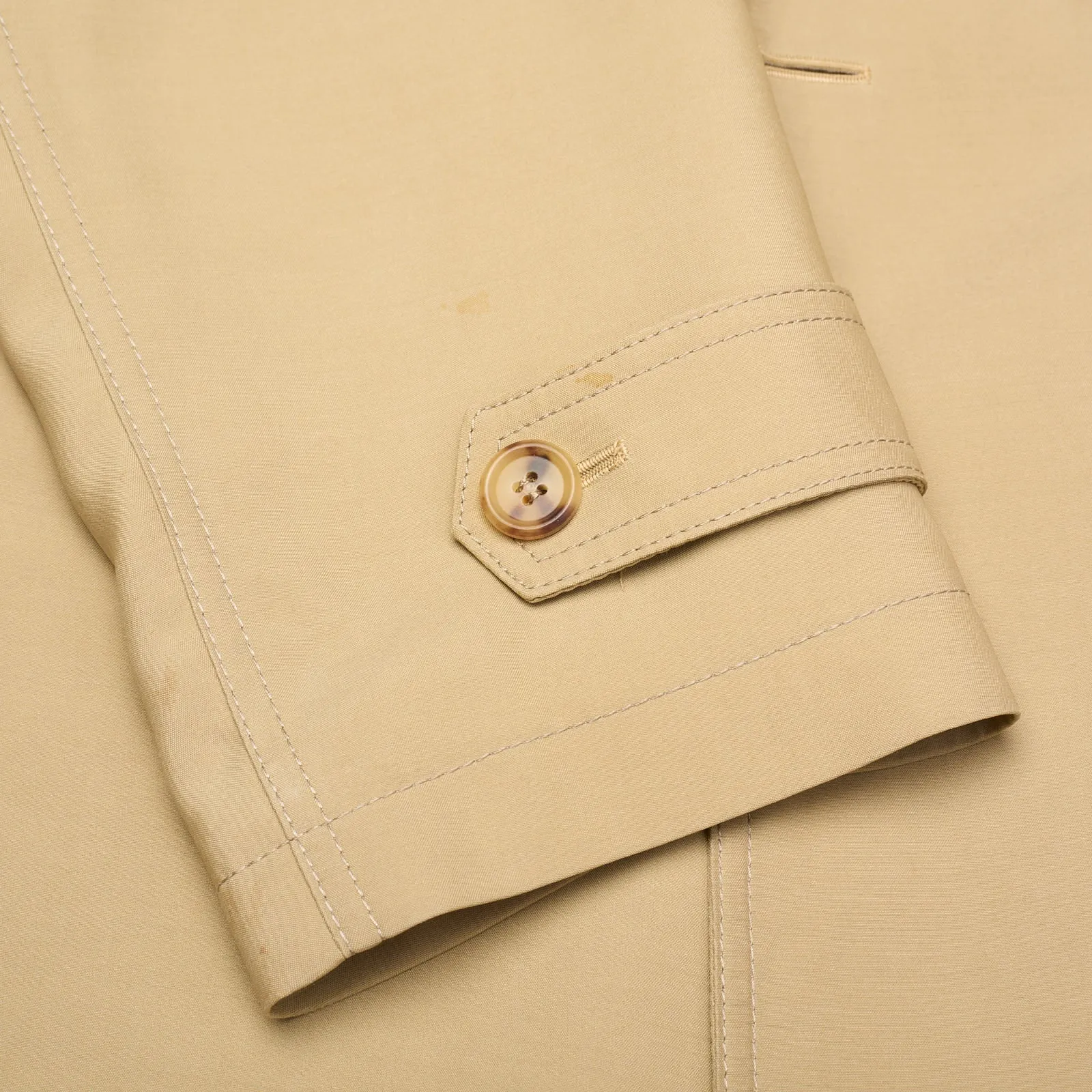 KITON Napoli Beige Wool DB Cashmere Lined Trench Coat EU 50 NEW US M Leather Trims