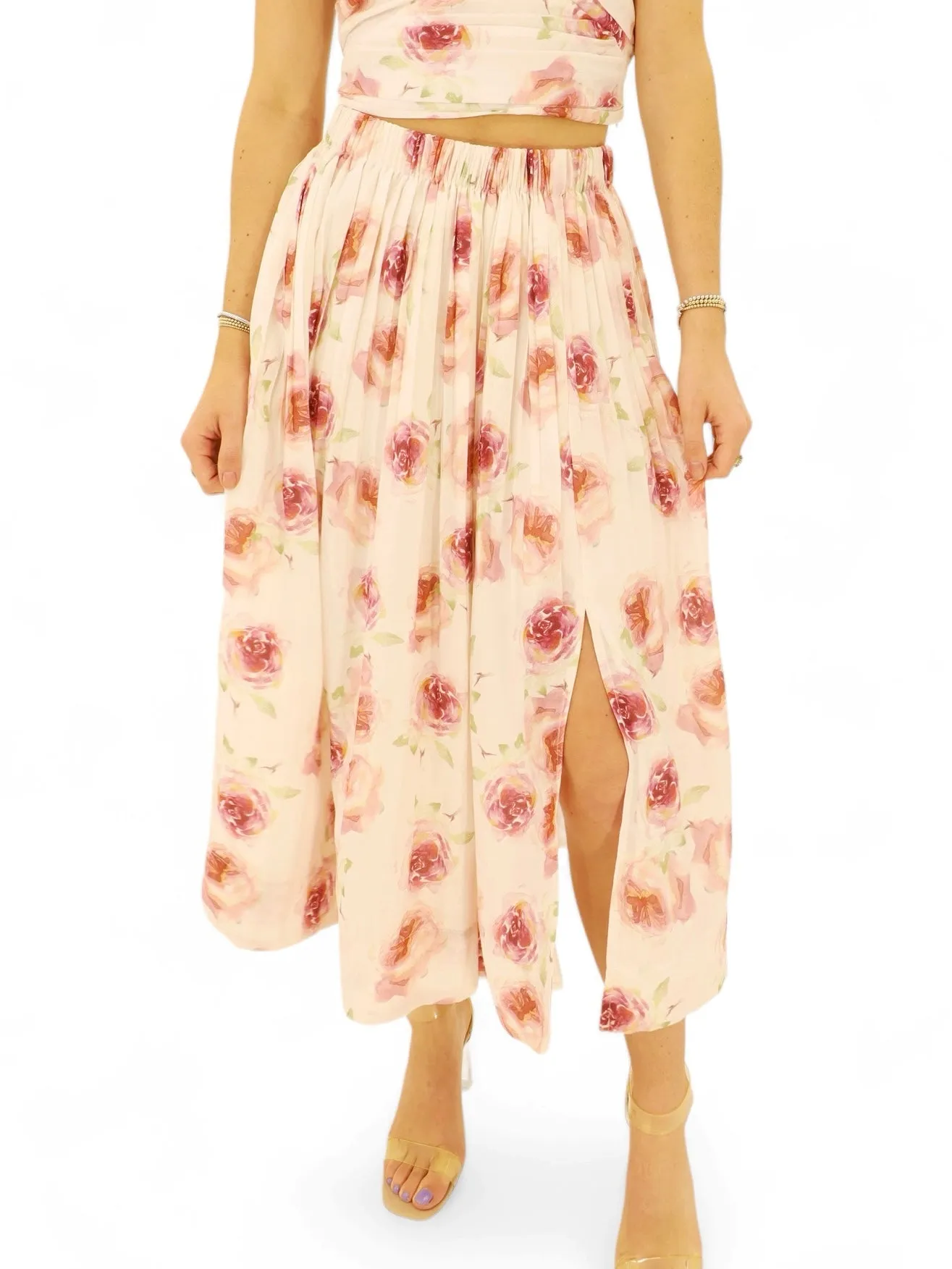 La Jolla Pleated Floral Skirt