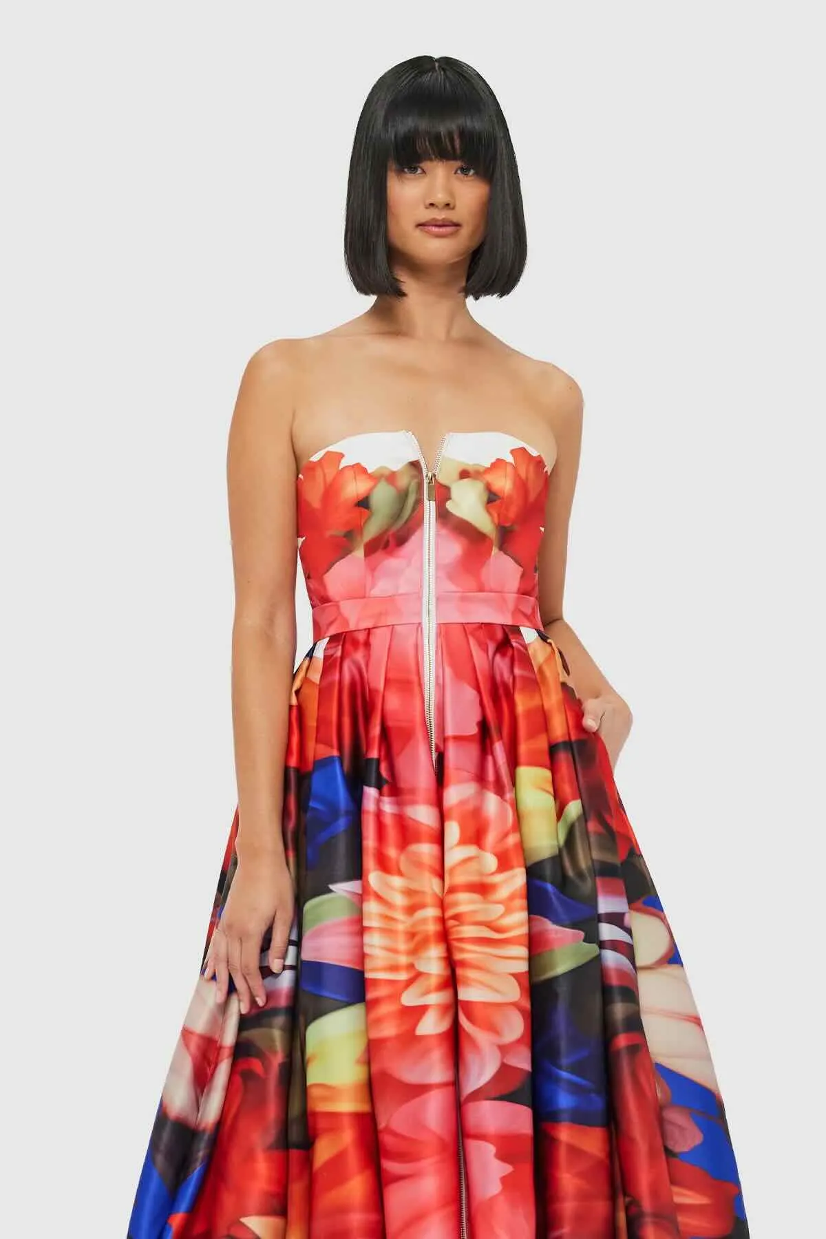 Leo Lin Norine Bustier Midi Dress - Kaleidoscope Print