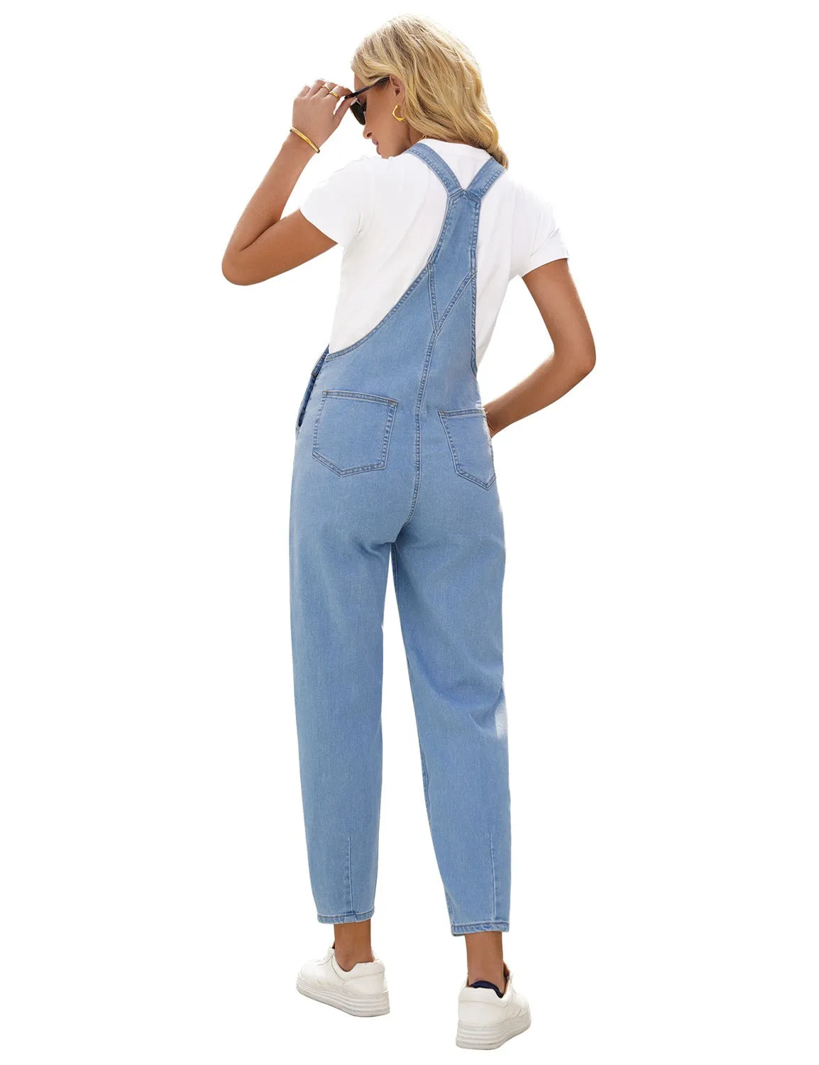 Light Blue Cuffed Denim Bib Jeans Overalls