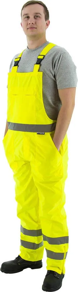 Majestic 75-2353 High Visibility Polyester Waterproof Bib Overall, Ansi E