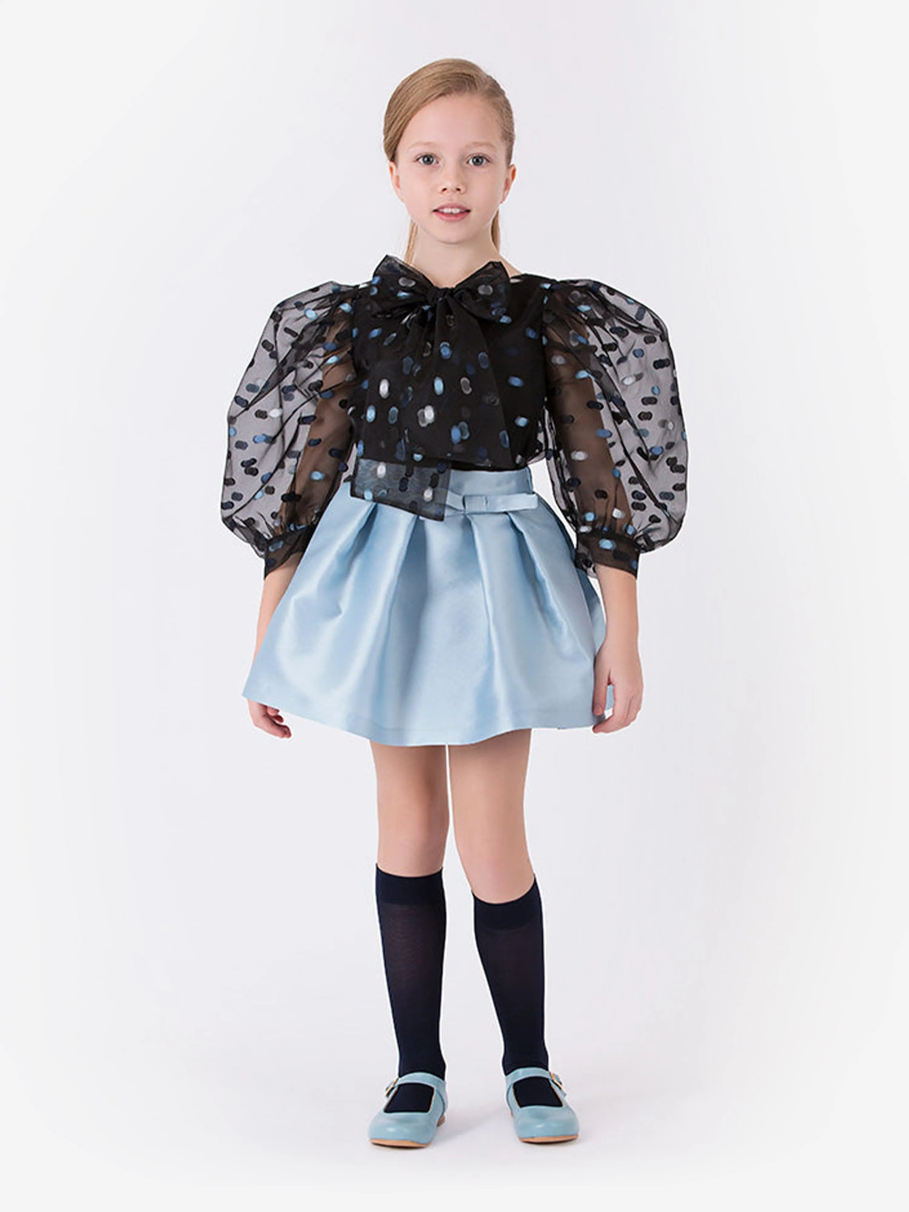 Mama Luma Girls Flared Skirt in Blue