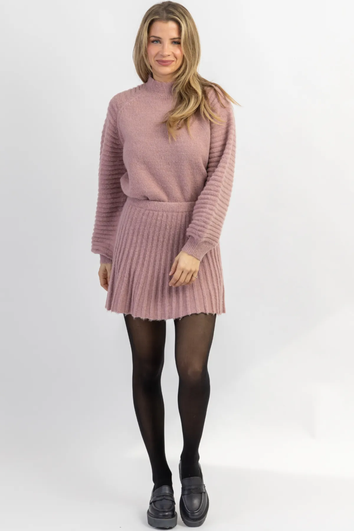 MANHATTAN MAUVE SWEATER SKIRT SET