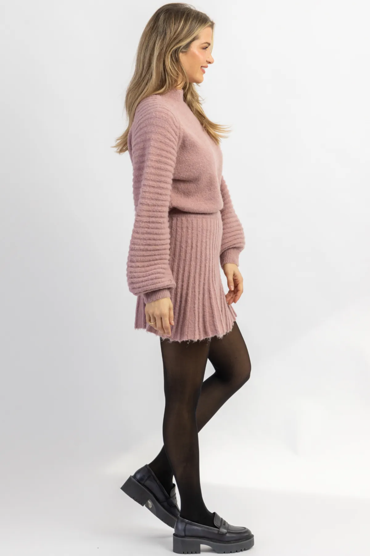 MANHATTAN MAUVE SWEATER SKIRT SET