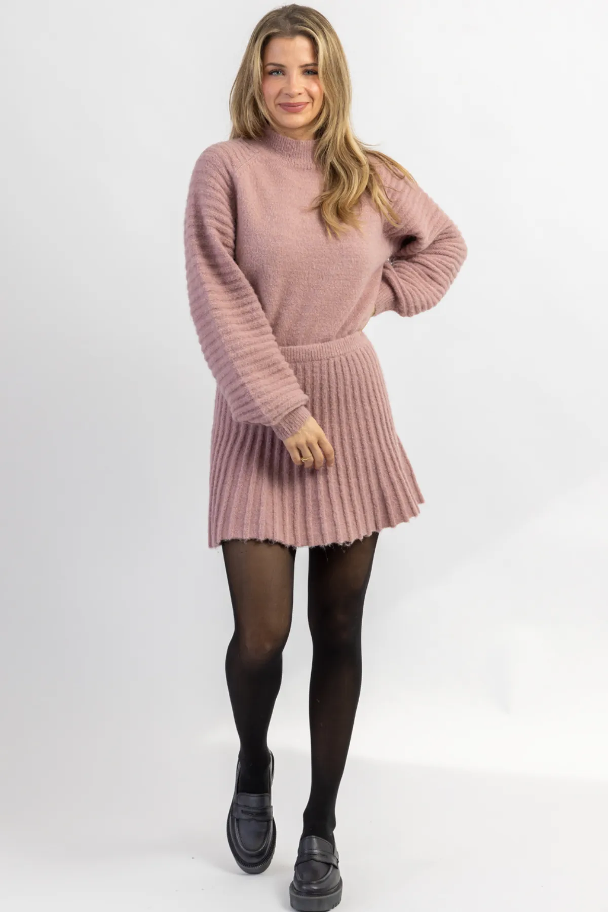 MANHATTAN MAUVE SWEATER SKIRT SET