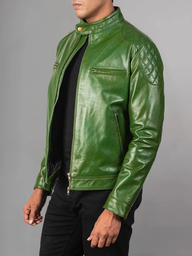 Men 2023 Casual Motor Distressed Leather Jacket