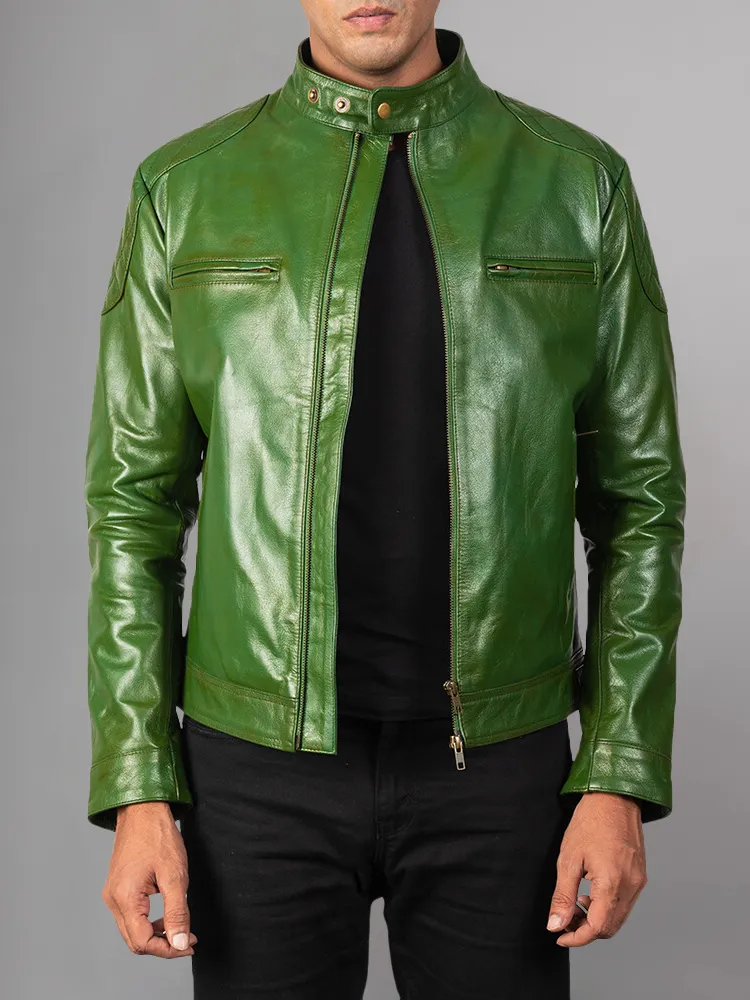 Men 2023 Casual Motor Distressed Leather Jacket