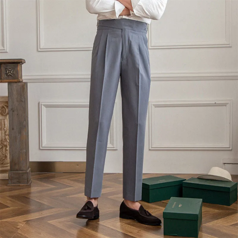 Men's Business Casual High Waisted Pants Slim Fit Dress Pants