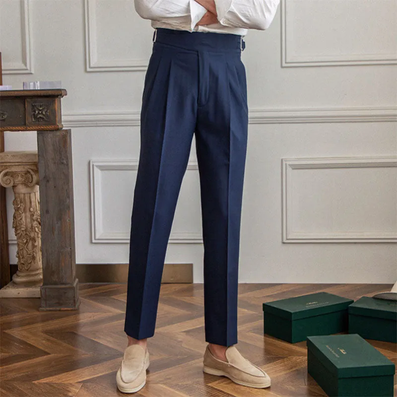 Men's Business Casual High Waisted Pants Slim Fit Dress Pants