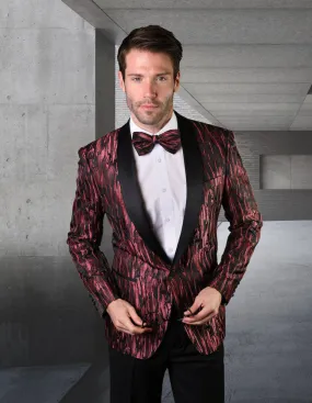 Men's Fancy Jacket with Matching Bowtie | VJ-125-Burgundy