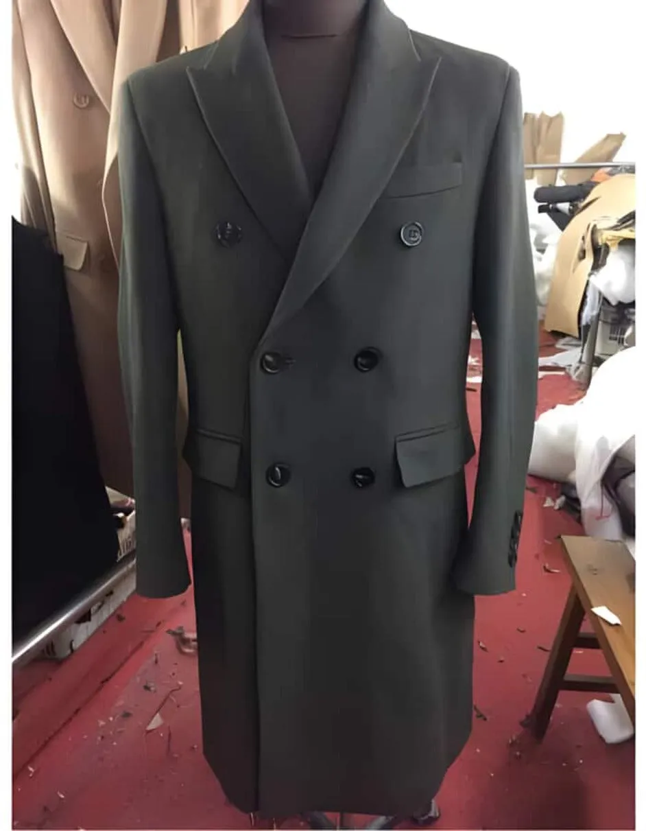 Mens Overcoat - Topcoat For Men - Winter Fabric - men's Big And Tall Up To Size 68 Regular Fit Wool Overcoat Olive Long men's Dress Topcoat - Winter coat Outerwear Coat