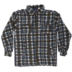 Mens Sherpa Shirt Jacket Navy/Brown Check