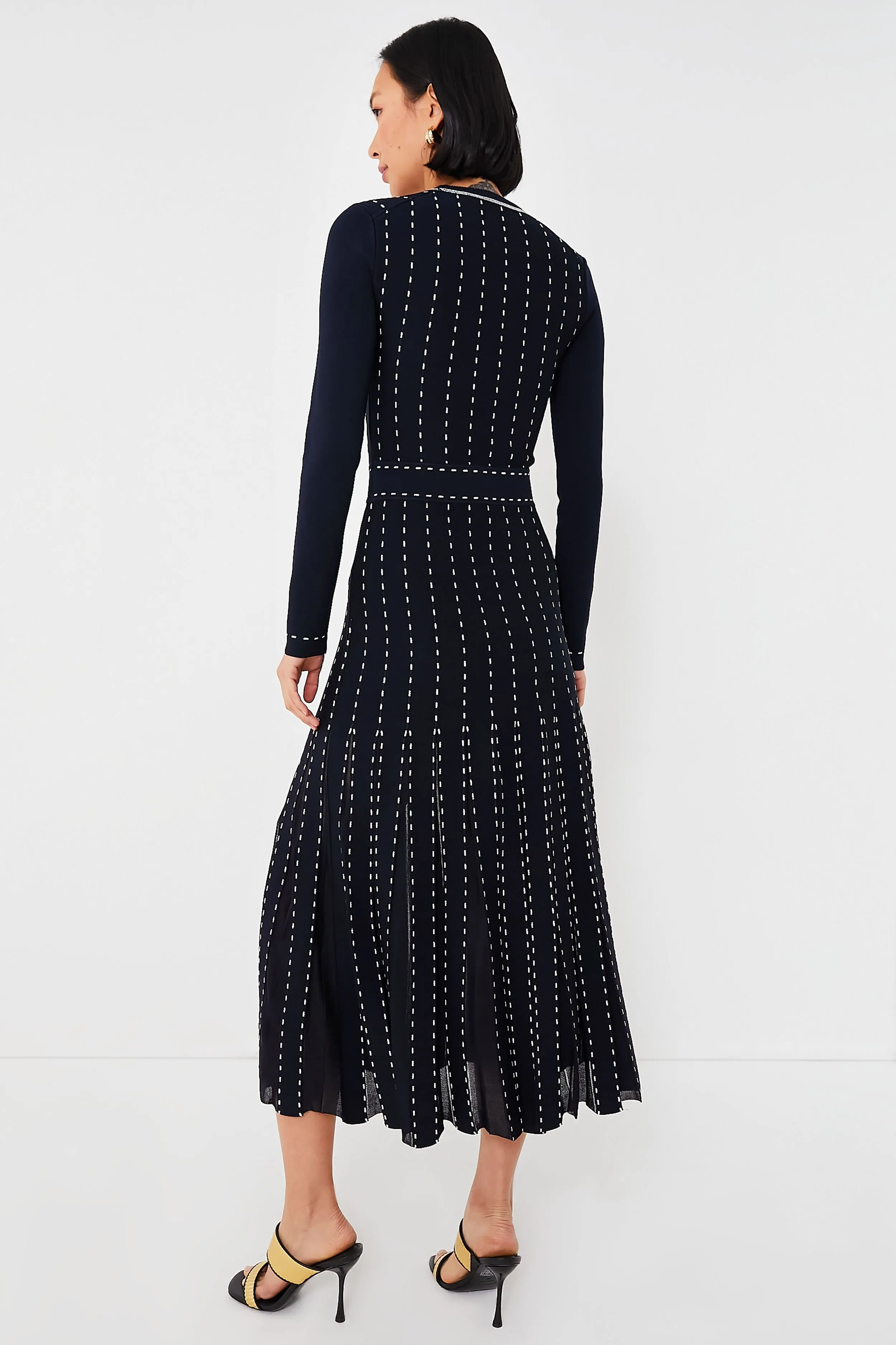 Midnight Multi Lunette Long Sleeve Midi Dress