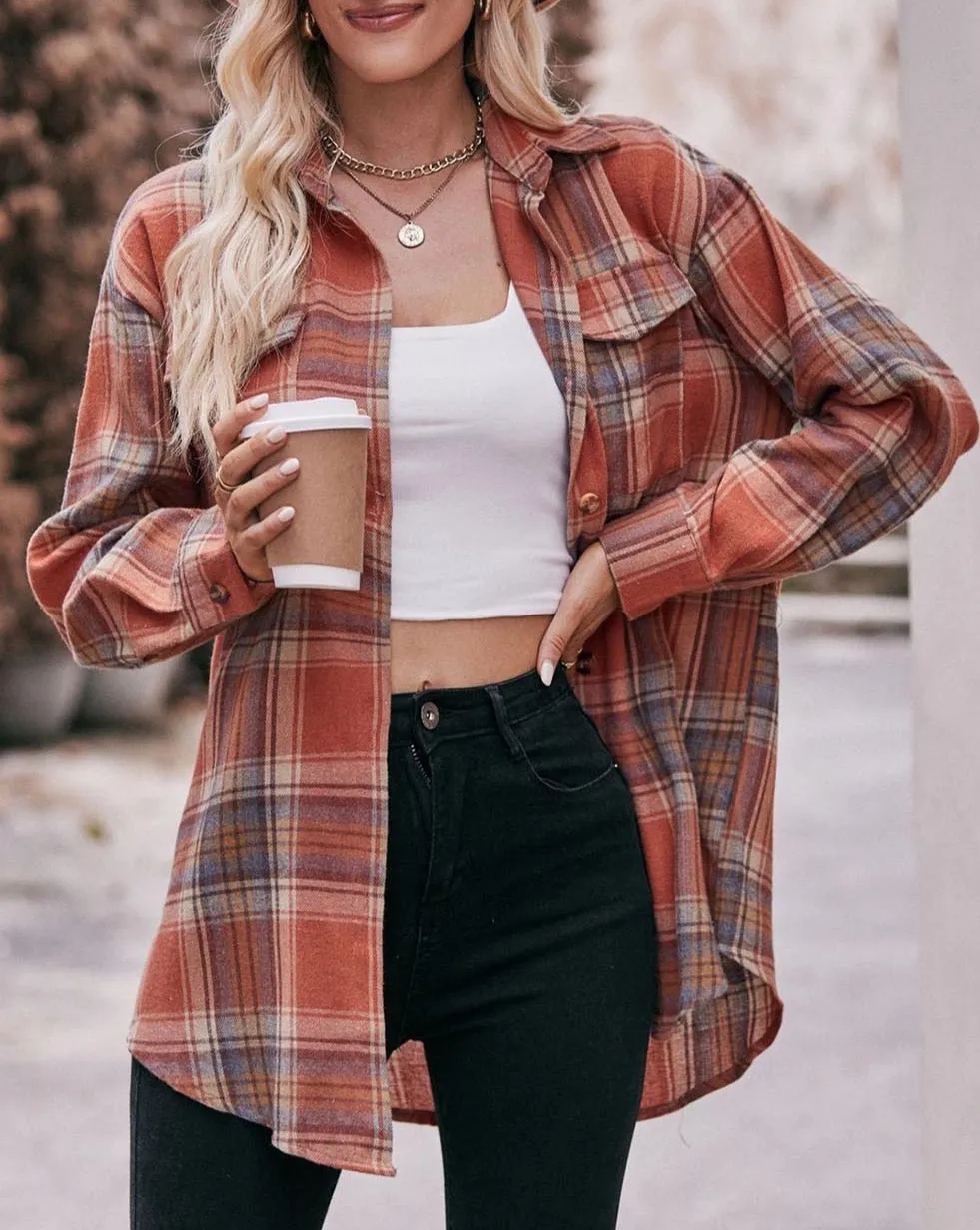 Multicolor Plaid Buttoned Shirt w/Pockets