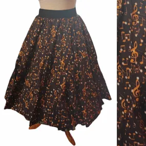 Music Note Elastic Waist Skirt