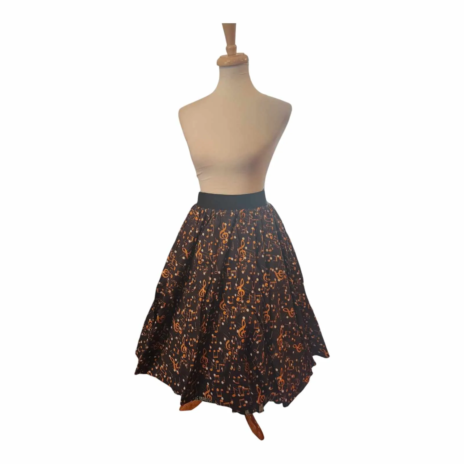 Music Note Elastic Waist Skirt