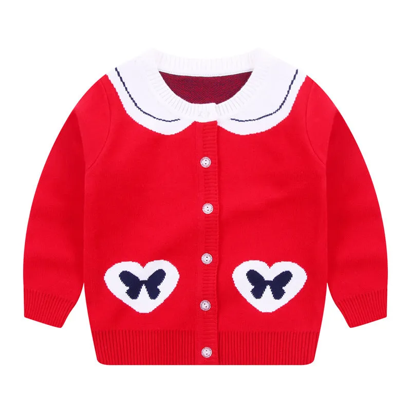 Navy Collar Kids Sweater Jacket