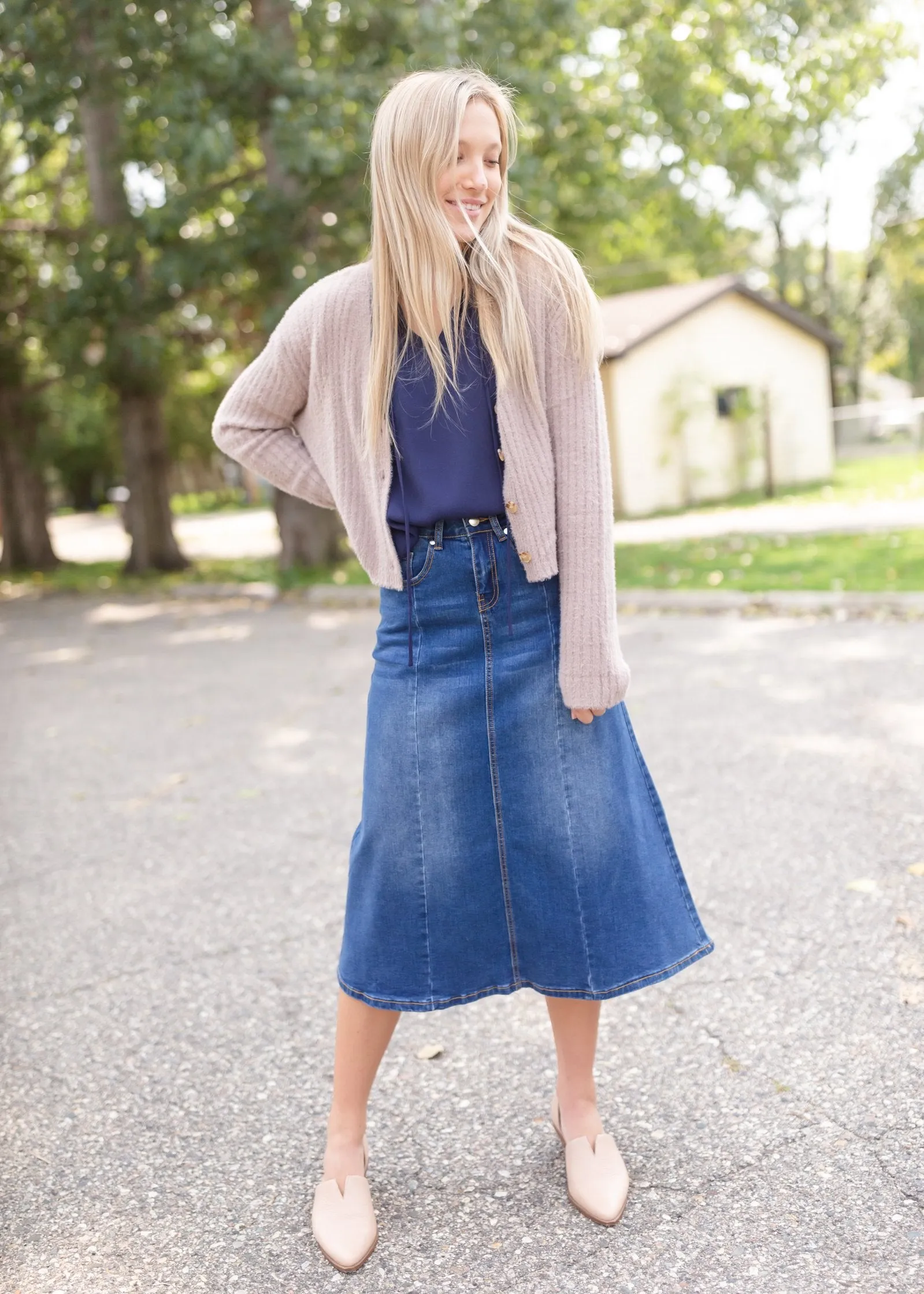 Navy Sleeveless Pleated Ruffle Top - FINAL SALE