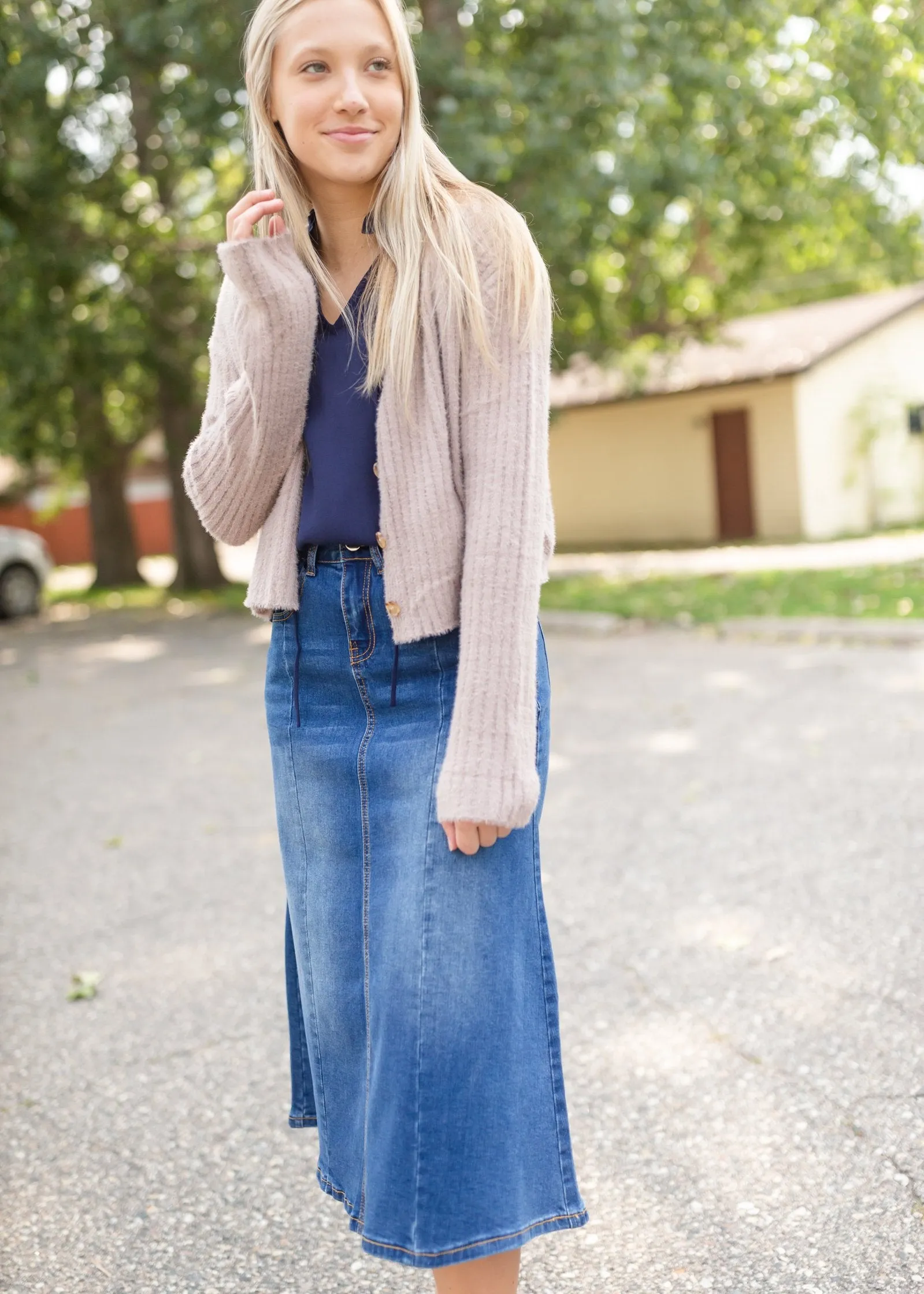 Navy Sleeveless Pleated Ruffle Top - FINAL SALE