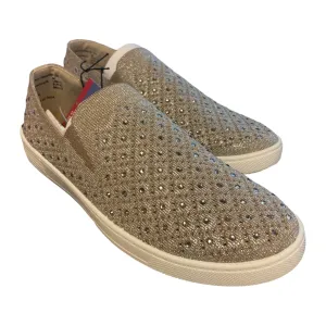 *No Box* White Mountain Ladies Slip Resistant Knit Stretch Bling Sneaker (Taupe Metallic, 10)