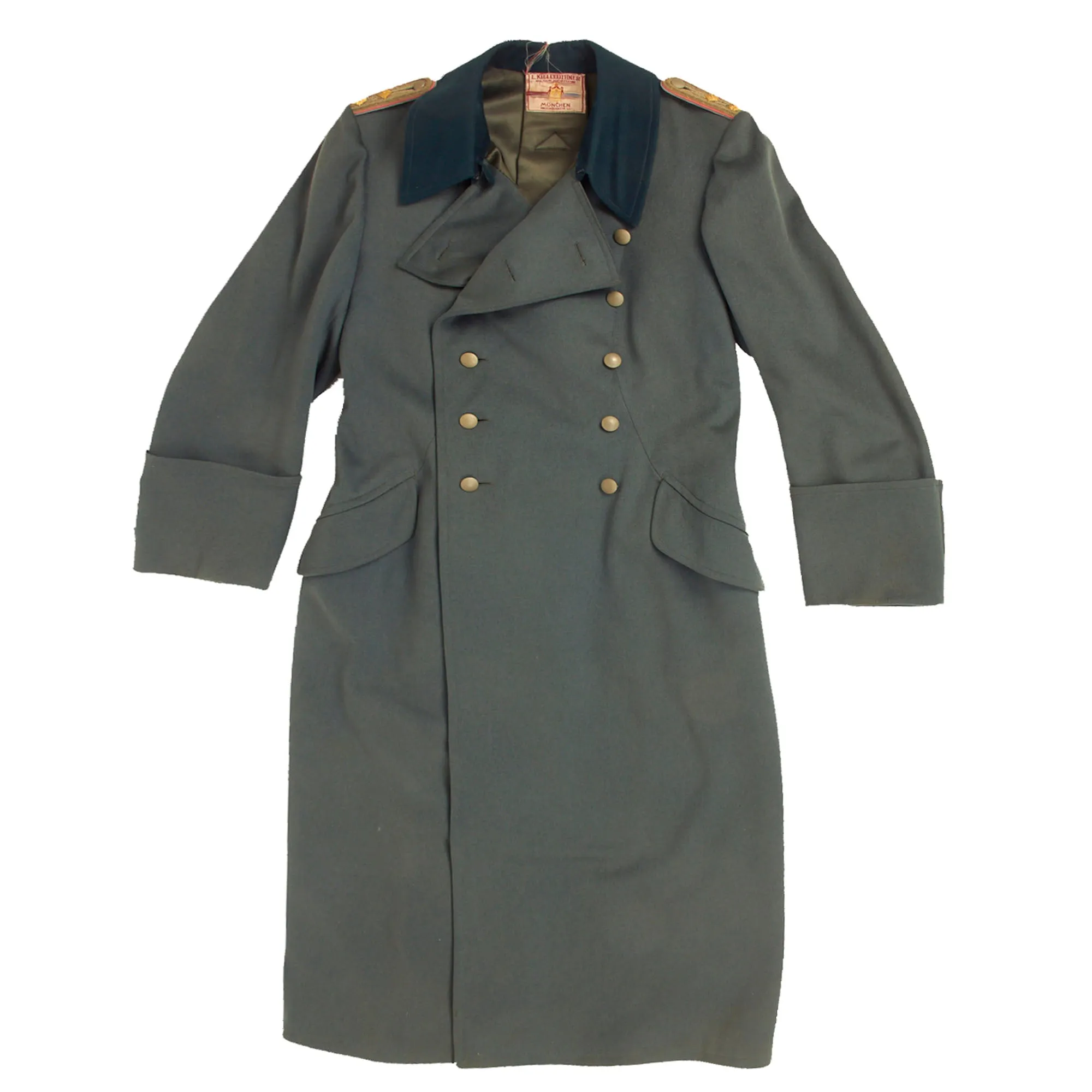 Original German WWII Named Heer Panzer Reserve Hauptmann Officer's Wool Greatcoat by Ludwig Kielleuthner of Munich - dated 1936