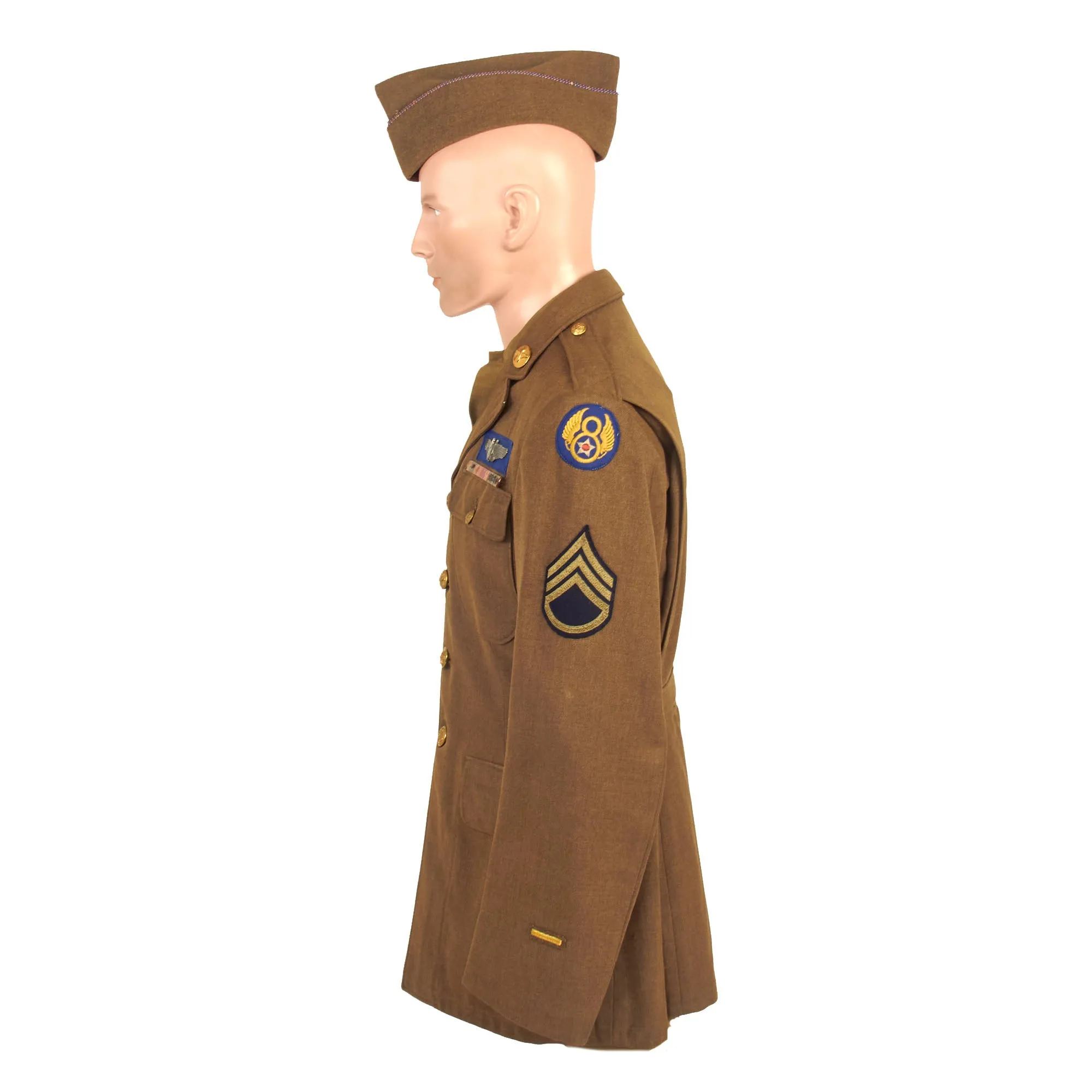 Original U.S. WWII Named Class-A Uniform Set With Cap for 8th Army Air Force Aerial Gunner Staff Sergeant George W. Thomas of the 446th Bombardment Group - With Binder of Information