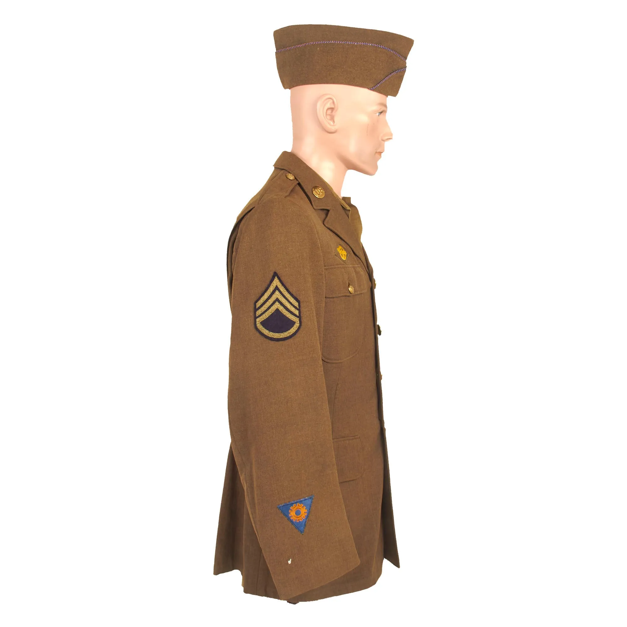 Original U.S. WWII Named Class-A Uniform Set With Cap for 8th Army Air Force Aerial Gunner Staff Sergeant George W. Thomas of the 446th Bombardment Group - With Binder of Information